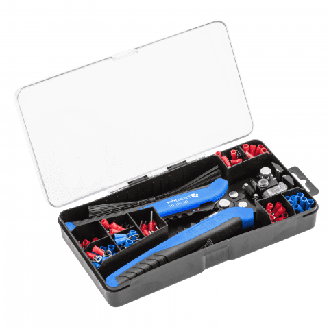 Automatyczny ściągacz izolacji 200 mm czołowy + konektory 201 sztuk HOGERT