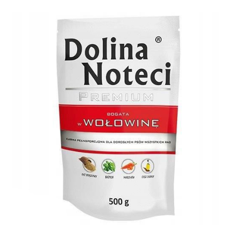 Karma mokra dla psa BOGATA W WOŁOWINĘ 500 g Dolina Noteci