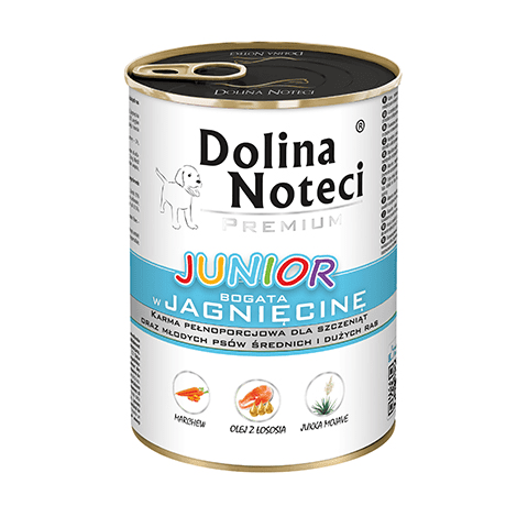 Karma mokra dla psa BOGATA W JAGNIĘCINĘ JUNIOR 400 g Dolina Noteci