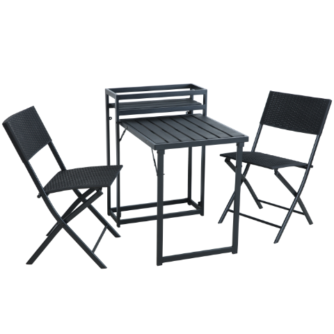 Zestaw mebli z kwietnikiem składany czarny