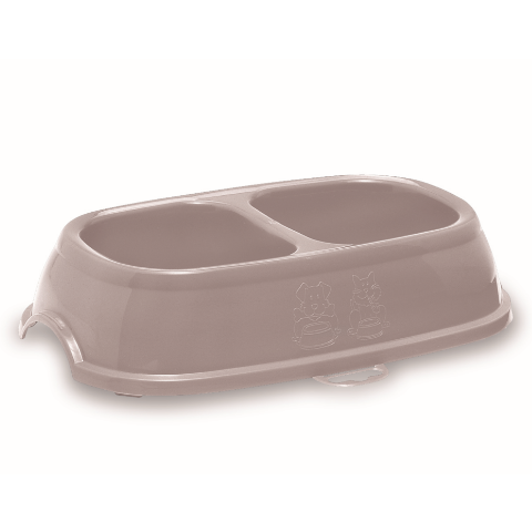 Miska BREAK 11 plastikowa antypoślizgowa podwójna 0,4 l + 0,4 l niebieski/pudrowy róż ZOLUX