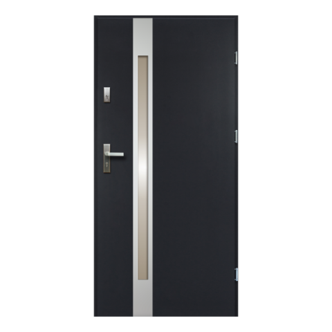 Drzwi zewnętrzne TEMIDAS stopsol inox antracyt 80 prawe RADEX