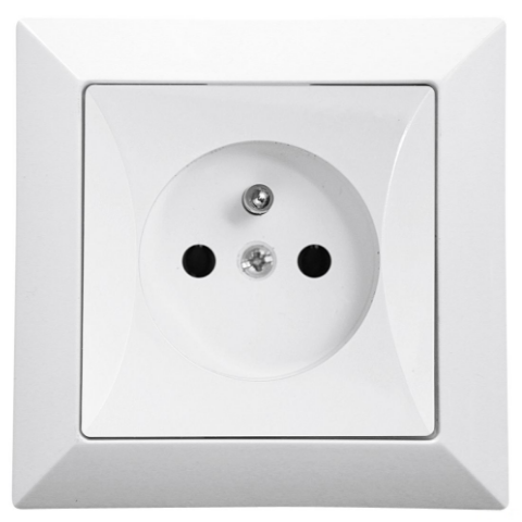 Gniazdo pojedyncze 2p+Z białe, POLA