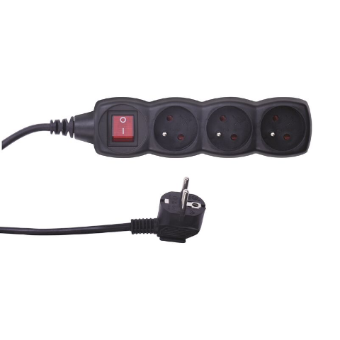 Przedłużacz z wyłącznikiem 3&nbsp;gniazda 3&nbsp;m czarny