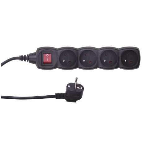 Przedłużacz z wyłącznikiem 4&nbsp;gniazda 5&nbsp;m czarny