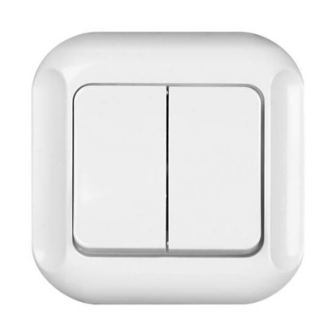 Wyłącznik dwuklawiszowy świecznikowy Topaz biały