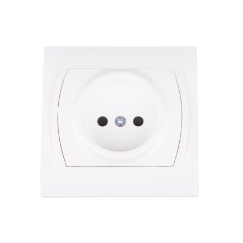 Gniazdo bez uziemienia białe Logo