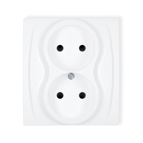 Gniazdo podwójne bez uziemienia Logo białe