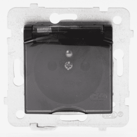 Gniazdo wtyczkowe hermetyczne ROSA czarny mat z uziemieniem bez ramki IP44