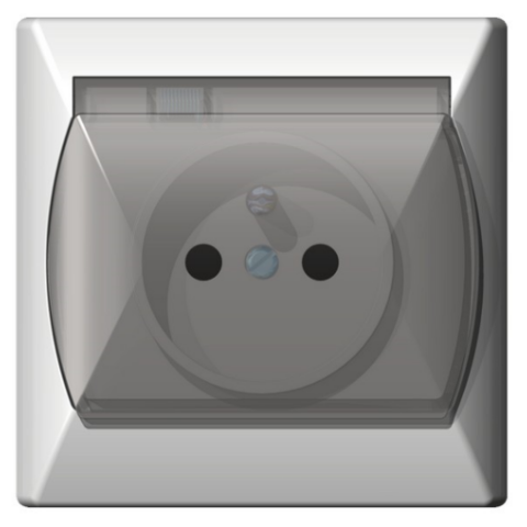 Gniazdo bryzgoszczelne AKCENT białe z uziemieniem IP-44