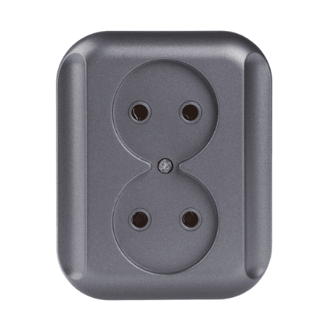 Gniazdo podwójne b/u Topaz grafit