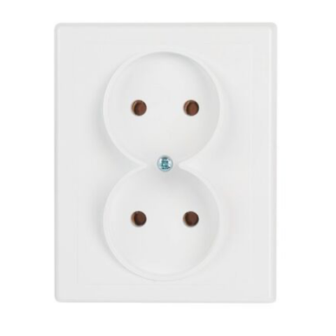 Gniazdo podwójne bez uziemienia Jowisz białe