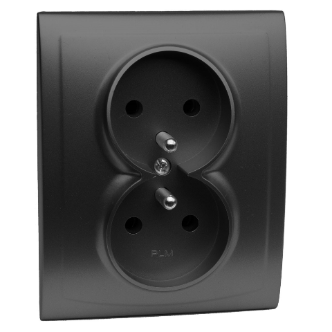 Gniazdo podwójne z uziemieniem VEGA czarny