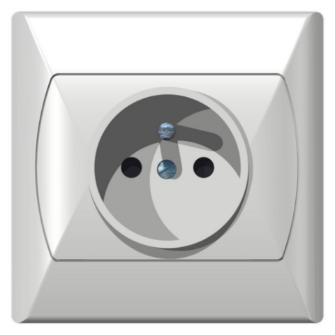 Gniazdo pojedyncze AKCENT białe z uziemieniem