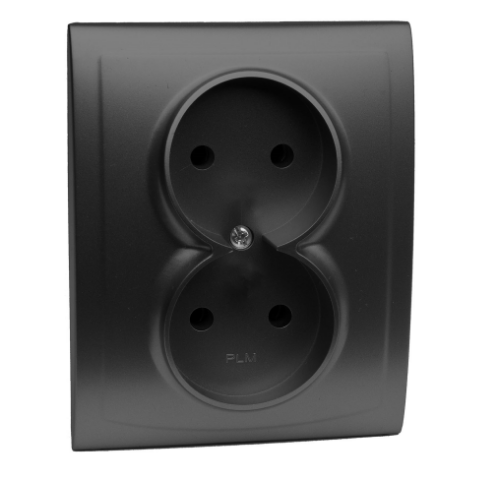 Gniazdo podwójne bez uziemienia VEGA czarny