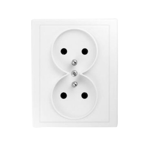 Gniazdo podwójne z uziemieniem Jowisz białe