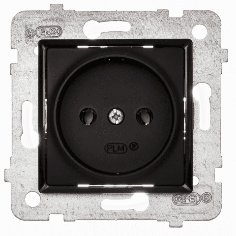 Gniazdo wtyczkowe pojedyncze ROSA czarny mat bez uziemienia bez ramki