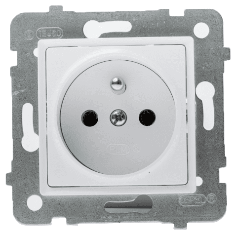 Gniazdo wtyczkowe pojedyncze ROSA białe z uziemieniem bez ramki