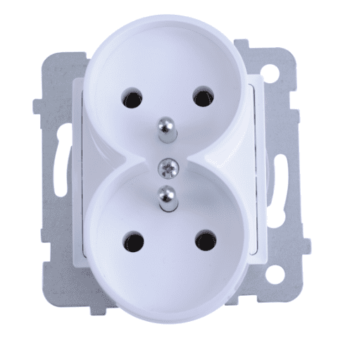 Gniazdo wtyczkowe podwójne ROSA białe z uziemieniem bez ramki