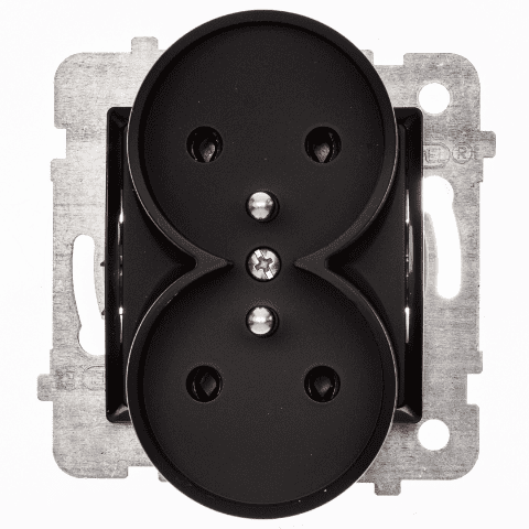 Gniazdo wtyczkowe podwójne ROSA czarny mat z uziemieniem bez ramki