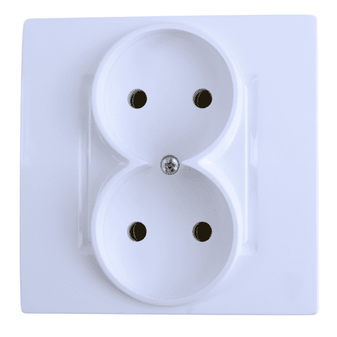 Gniazdo wtyczkowe podwójne ROSA białe bez uziemienia