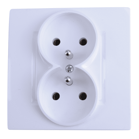 Gniazdo wtyczkowe podwójne ROSA białe z uziemieniem