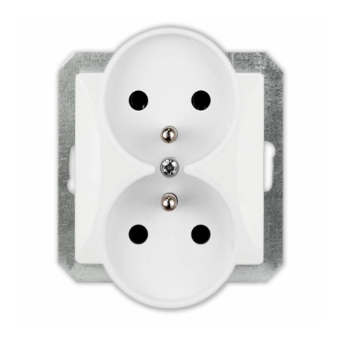 Gniazdo podwójne z/u z ramką białe, POLA