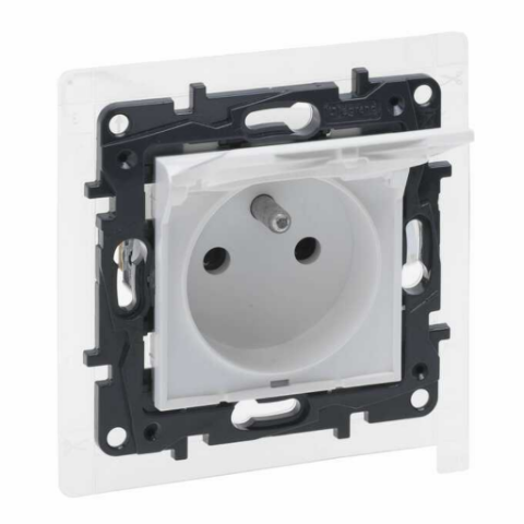Gniazdo pojedyncze z uziemieniem IP44 NILOE STEP biały mat