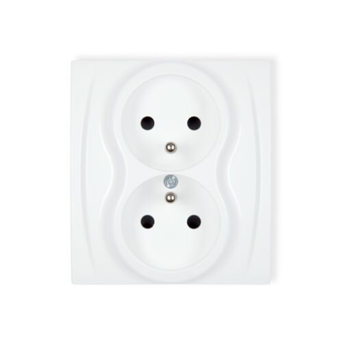 Gniazdo podwójne z uziemieniem białe Logo