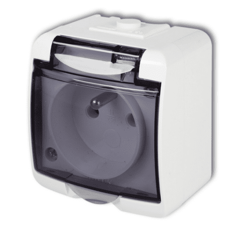 Gniazdo pojedyncze z uziemieniem dymne HydroLuxe białe