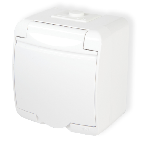 Gniazdo pojedyncze z uziemieniem HydroLuxe białe