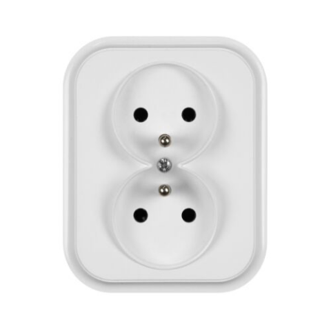 Gniazdo podwójne z uziemieniem Eco białe