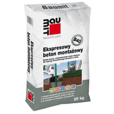 Ekspresowy beton montażowy B40 - 25 kg BAUMIT